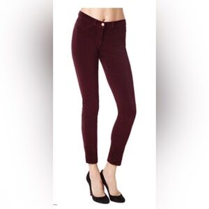 J Brand Velvet Skinny Legging Pant Burgundy Wine Size 28 Stretch